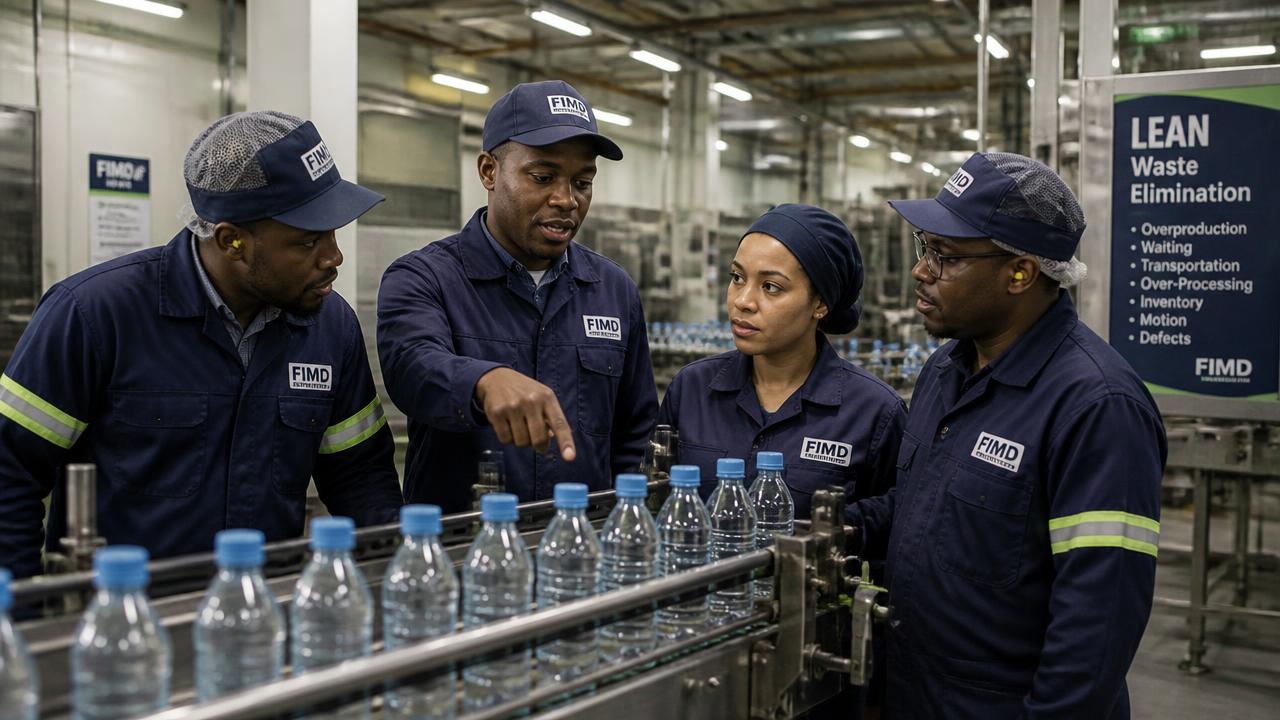 Ligne de production industrielle — chasse aux gaspillages Lean
